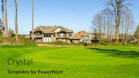  Presentation with golf course - Slides enhanced with golf-course-with-gorgeous-green and a gold colored foreground