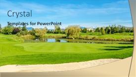  Presentation with golf course - Slide set featuring golf-course-with-gorgeous-green background and a light blue colored foreground