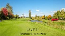  Presentation with golf course - PPT layouts consisting of golf-course-with-gorgeous-green and a yellow colored foreground