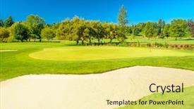  Presentation with course - Amazing presentation theme having golf course with gorgeous green and sand bunker backdrop and a blonde colored foreground