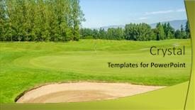  Presentation with golf course - Cool new slide set with golf-course-with-yellow-sand backdrop and a gold colored foreground