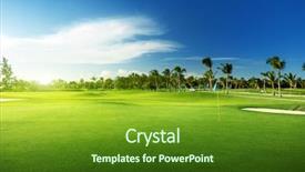  Presentation with golf - Slide set having golf course background and a tawny brown colored foreground