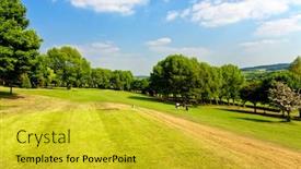  Presentation with course - Cool new PPT theme with golf course backdrop and a gold colored foreground