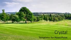  Presentation with golf course - Cool new PPT layouts with golf course backdrop and a gold colored foreground