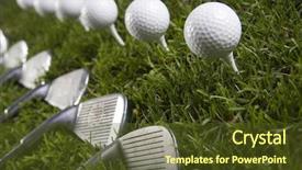  Presentation with golf driving range - Cool new presentation design with golf driver and ball backdrop and a tawny brown colored foreground