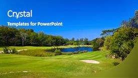  Presentation with red gold green field - PPT theme enhanced with golf field at island praslin background and a cobalt blue colored foreground