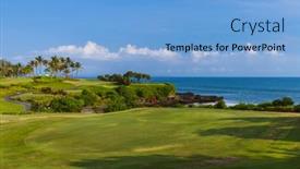  Presentation with bali temple - Presentation theme consisting of golf-field-near-tanah-lot background and a light blue colored foreground