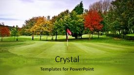  Presentation with golf - PPT theme featuring golf field background and a gold colored foreground