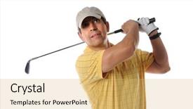  Presentation with swing - Beautiful theme featuring golf fitness - gold player during after swing backdrop and a yellow colored foreground