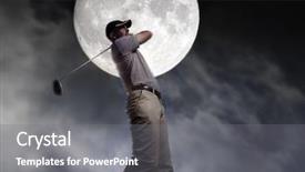 Presentation with night - Slide deck with golf fitness - young man hit it hard background and a  colored foreground