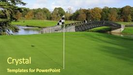  Presentation with golf - Colorful slide deck enhanced with golf flag backdrop and a tawny brown colored foreground