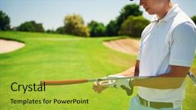  Presentation with golf - Amazing theme having golf glove while holding putter backdrop and a yellow colored foreground