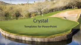  Presentation with rustic wedding green gold - Cool new PPT theme with golf green surrounded by water backdrop and a yellow colored foreground