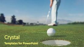  Presentation with golf - PPT theme consisting of golf man putting on green background and a tawny brown colored foreground