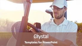  Presentation with golf - PPT theme with golf man relaxing on buggy background and a violet colored foreground