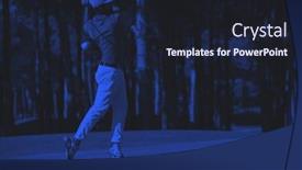  Presentation with duo - Colorful slide deck enhanced with golf player hitting shot with driver on course at beautiful sunny day duo tone backdrop and a wine colored foreground