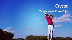  Presentation with golf course - Beautiful slide deck featuring golf player hitting shot backdrop and a cobalt blue colored foreground