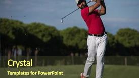  Presentation with golf course - Slide deck featuring golf player hitting shot background and a tawny brown colored foreground