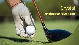 Presentation with golf course - Beautiful presentation theme featuring golf player placing ball backdrop and a tawny brown colored foreground