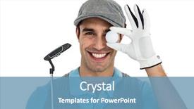  Presentation with golf player playing - Slide deck enhanced with golf player showing golf ball background and a teal colored foreground