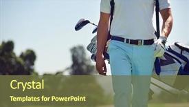  Presentation with course - PPT theme featuring golf player walking and carrying background and a tawny brown colored foreground