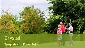  Presentation with golf - Beautiful presentation theme featuring scorecard - golf pro with senior woman backdrop and a tawny brown colored foreground