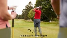  Presentation with golf - Beautiful PPT theme featuring golf-professional-demonstrating-tee-shot backdrop and a yellow colored foreground