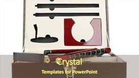  Presentation with white gold award - Amazing slides having three pieces of sliced red paprika on a wooden cutting board next to a sliver handled knife backdrop and a gray colored foreground