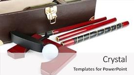  Presentation with golf - Audience pleasing presentation theme consisting of golf set in suitcase isolated backdrop and a white colored foreground