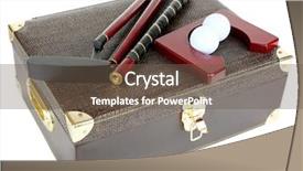  Presentation with golf - Amazing PPT layouts having golf set in suitcase isolated backdrop and a tawny brown colored foreground