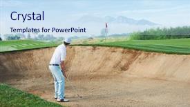  Presentation with hazard - Theme with trap club - golf shot from sand bunker background and a sky blue colored foreground