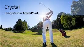  Presentation with male nurses day - Slides enhanced with golf sport male caucasian golfer background and a light blue colored foreground