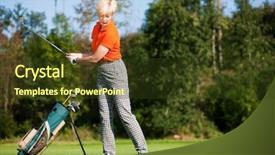  Presentation with women golf - Theme enhanced with golf stroke she is playing background and a  colored foreground