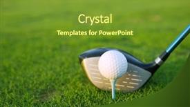  Presentation with golf ball on tee - Colorful PPT theme enhanced with golf tee ball club driver backdrop and a tawny brown colored foreground