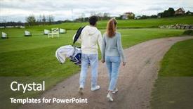  Presentation with play - Slides featuring golf while walking down country background and a gray colored foreground