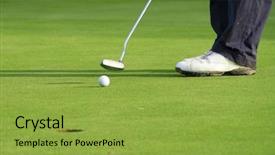  Presentation with golf driving range - Amazing PPT theme having golf backdrop and a yellow colored foreground