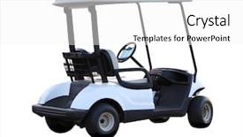  Presentation with golf - Audience pleasing theme consisting of golfcart isolated on white background backdrop and a white colored foreground