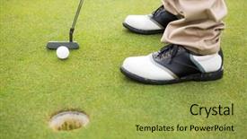  Presentation with golf course - Presentation design featuring golfer-about-to-tee background and a yellow colored foreground