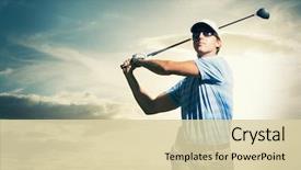  Presentation with golf - Colorful slide deck enhanced with golfer at sunset man swinging backdrop and a soft green colored foreground
