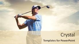  Presentation with golf - PPT theme enhanced with golfer at sunset man swinging background and a lemonade colored foreground