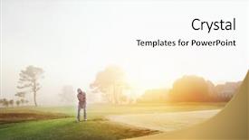  Presentation with golf course - Audience pleasing PPT layouts consisting of golfer chipping onto the green backdrop and a cool aqua colored foreground