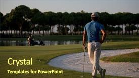  Presentation with eastern - Beautiful presentation theme featuring golfer from back looking to ball and hole in distance handsome middle eastern golf player portrait from back with beautiful sunset in background backdrop and a tawny brown colored foreground