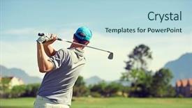  Presentation with vacation - Beautiful theme featuring golfer hitting golf shot backdrop and a light blue colored foreground