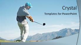  Presentation with golf course - Slides having golfer hitting tee shot background and a light blue colored foreground