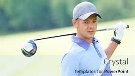  Presentation with club - Presentation theme with golfer in golf field with club background and a light blue colored foreground