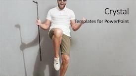  Presentation with magnifying lens over - Presentation design enhanced with golfer in sunglasses with club background and a light gray colored foreground