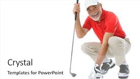  Presentation with black and gold and white - PPT theme having golfer isolated on a white background and a white colored foreground