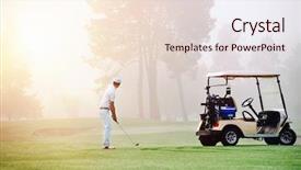  Presentation with golf course - PPT layouts having golfer lining up shot background and a lemonade colored foreground