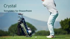  Presentation with red leather cricket ball hitting - Colorful PPT theme enhanced with golfer man hitting golf ball backdrop and a light blue colored foreground