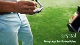  Presentation with maintenance - Beautiful PPT theme featuring golfer removes dirt and sand backdrop and a tawny brown colored foreground